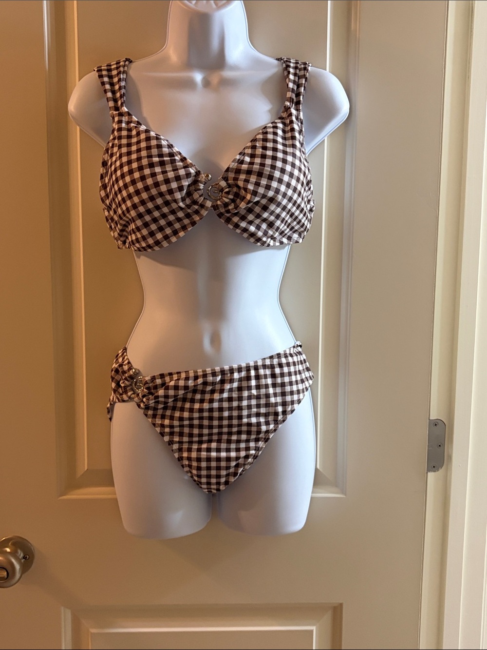 Brown Gingham Bikini Set - New Without Tags
